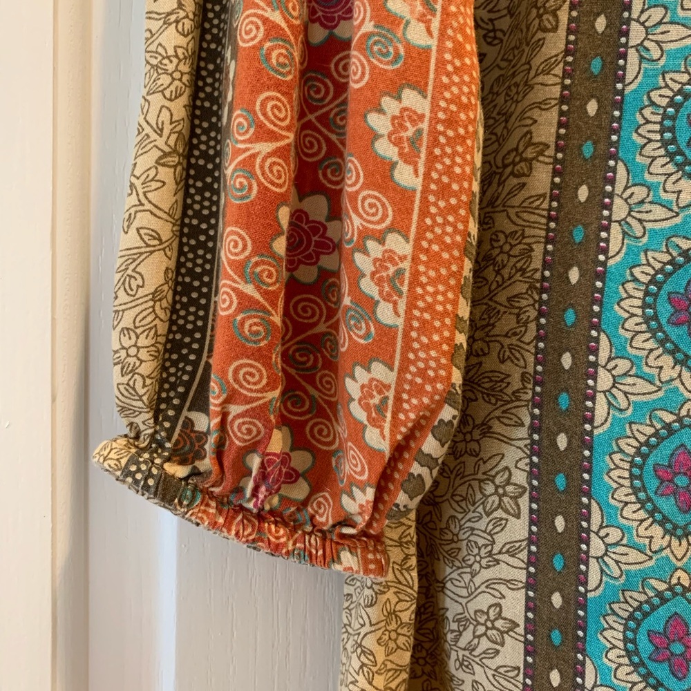 World Market Bohemian Multicolor knee length hi lo Tunic Dress, size s/m - Picture 3 of 7